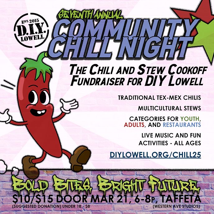 An image representing DIY Lowell Community Chill Night Chili & Stew Contest