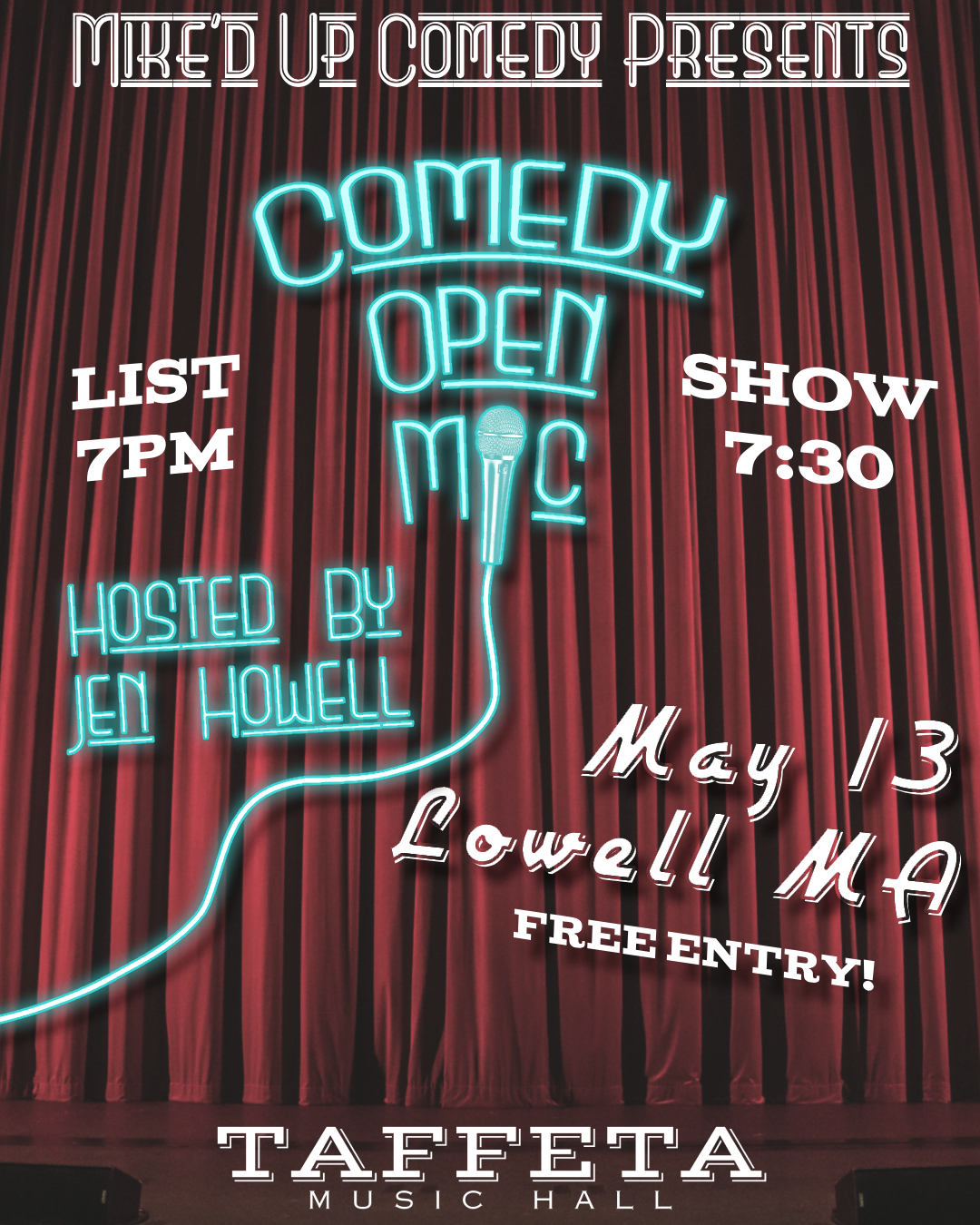 An image representing Comedy Open Mic @ Taffeta Music Hall