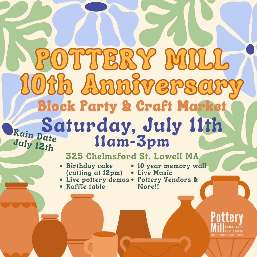 An image representing Pottery Mill 10th Anniversary Block Party & Craft Market